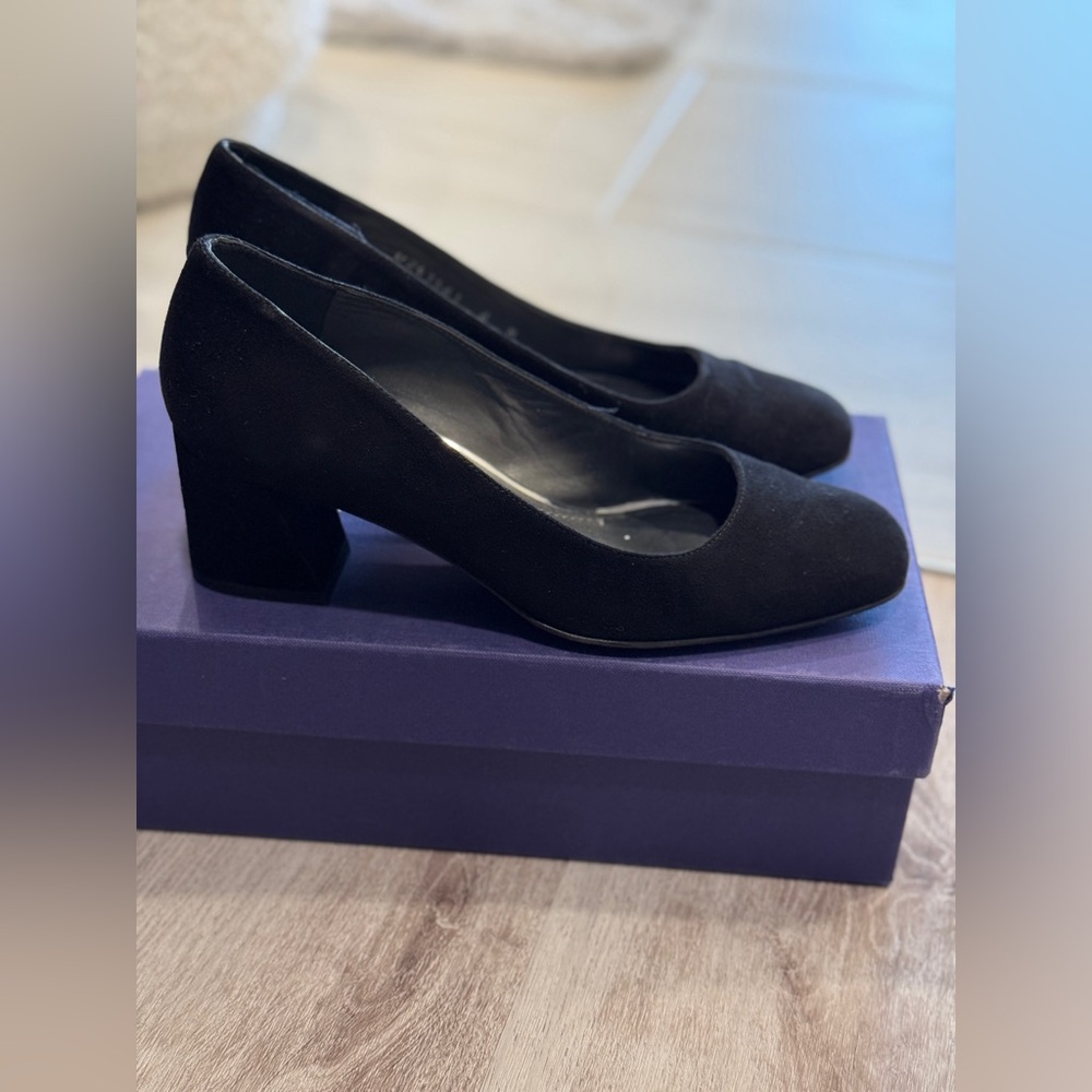 Stuart Weitzman Black Block Heel Pumps
